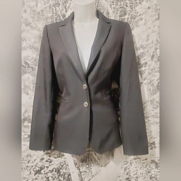 💚5/$25 TAHARI Arthur S Levine Pinstripe Black Feminine Fitted Blazer Jacket 2 - Picture 1 of 7
